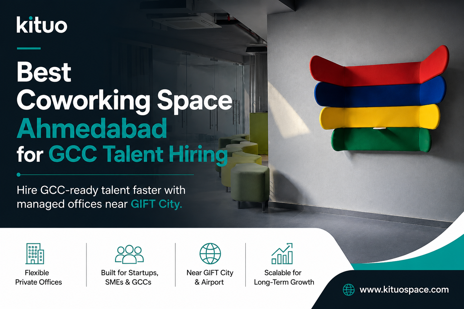 Best Coworking Space Ahmedabad for GCC Talent Hiring with modern managed office near GIFT City by Kituo Space